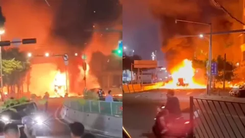 货车除锈剂失火爆炸